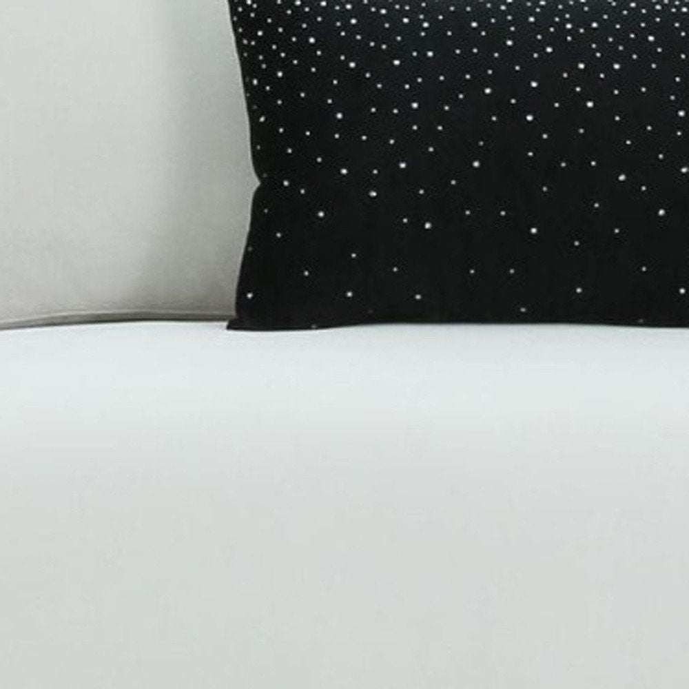 89" White Sofa And Toss Pillows With Silver Legs HomeRoots