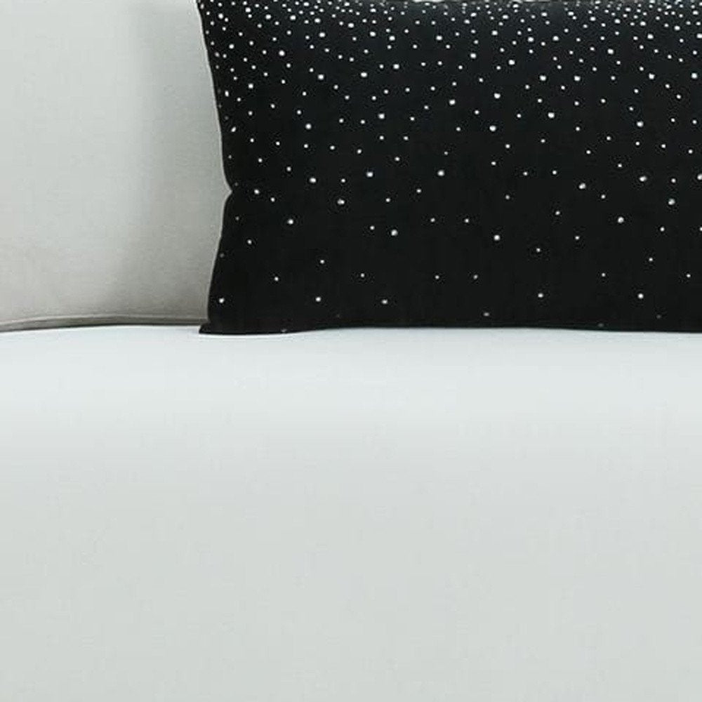 89" White Sofa And Toss Pillows With Silver Legs HomeRoots