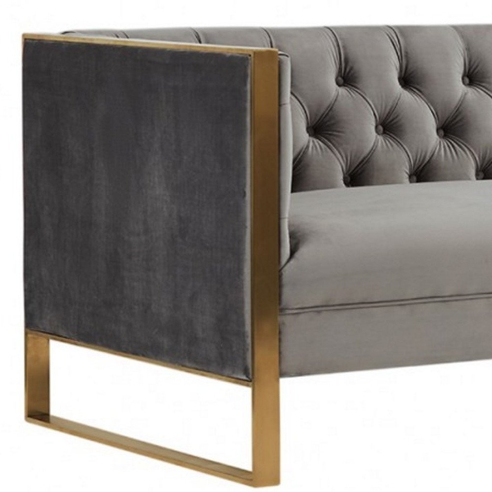 75" Gray Velvet Sofa With Gold Legs HomeRoots