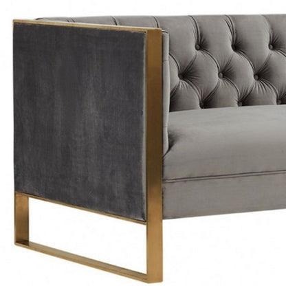 75" Gray Velvet Sofa With Gold Legs HomeRoots