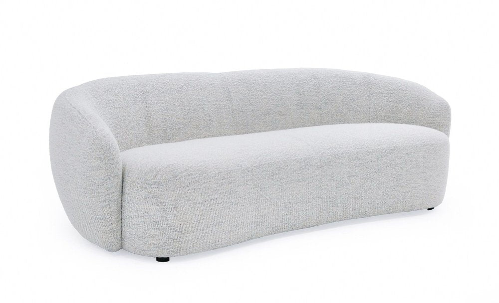 90" Off White Fabric Sofa With Black Legs HomeRoots