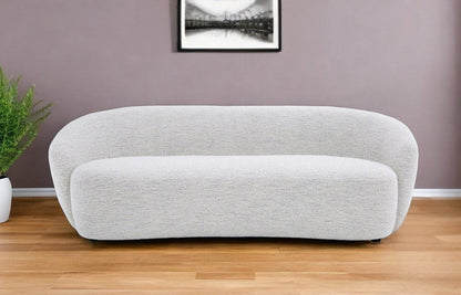 90" Off White Fabric Sofa With Black Legs HomeRoots