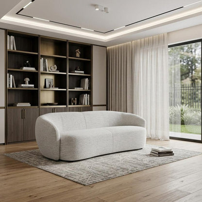 90" Off White Fabric Sofa With Black Legs HomeRoots