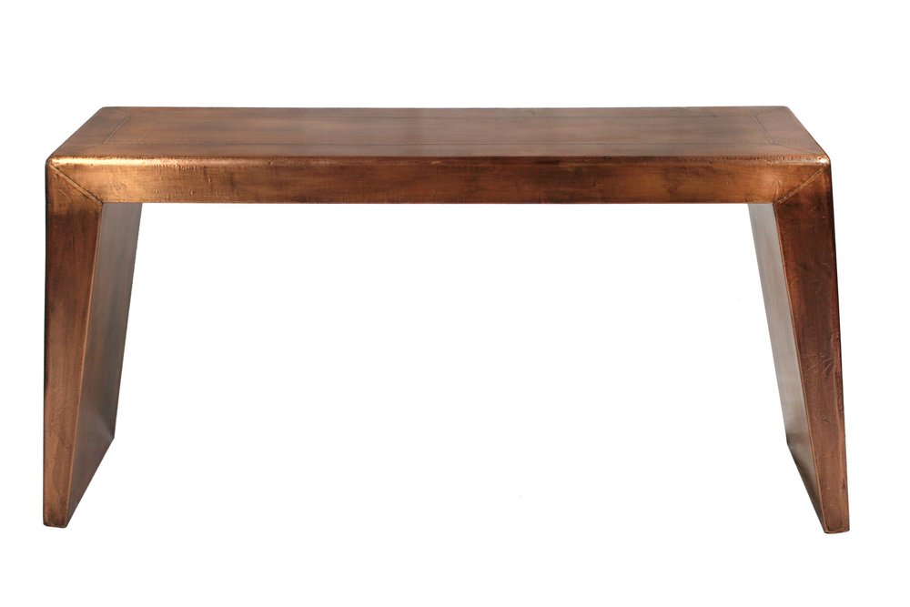 60" Copper Aluminum Sled Console Table HomeRoots