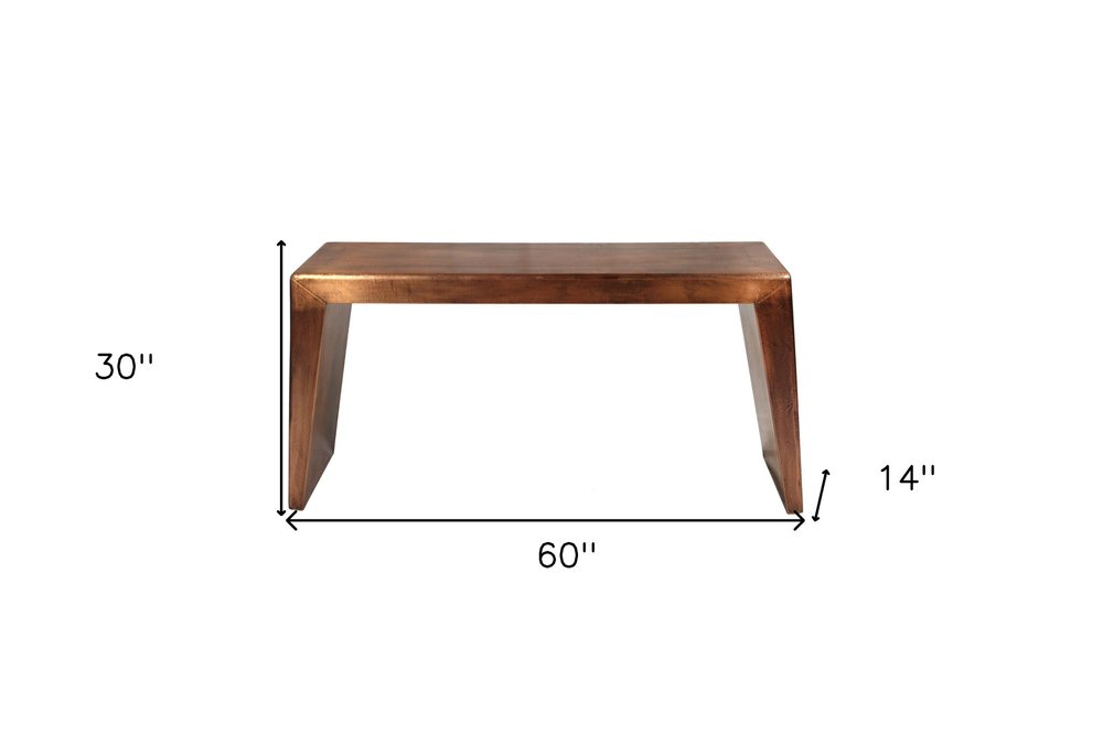 60" Copper Aluminum Sled Console Table HomeRoots
