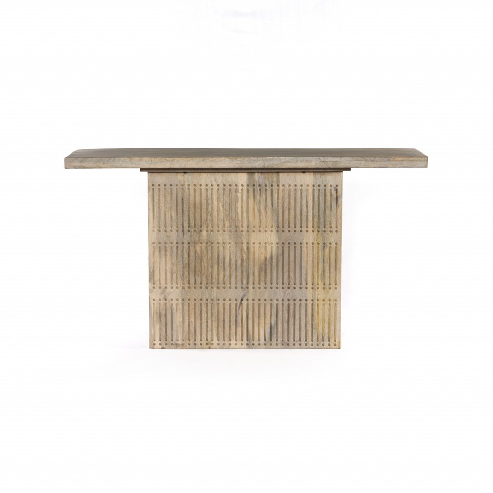 54" Ivory Solid Wood Distressed Pedestal Console Table HomeRoots