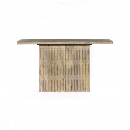 54" Ivory Solid Wood Distressed Pedestal Console Table HomeRoots
