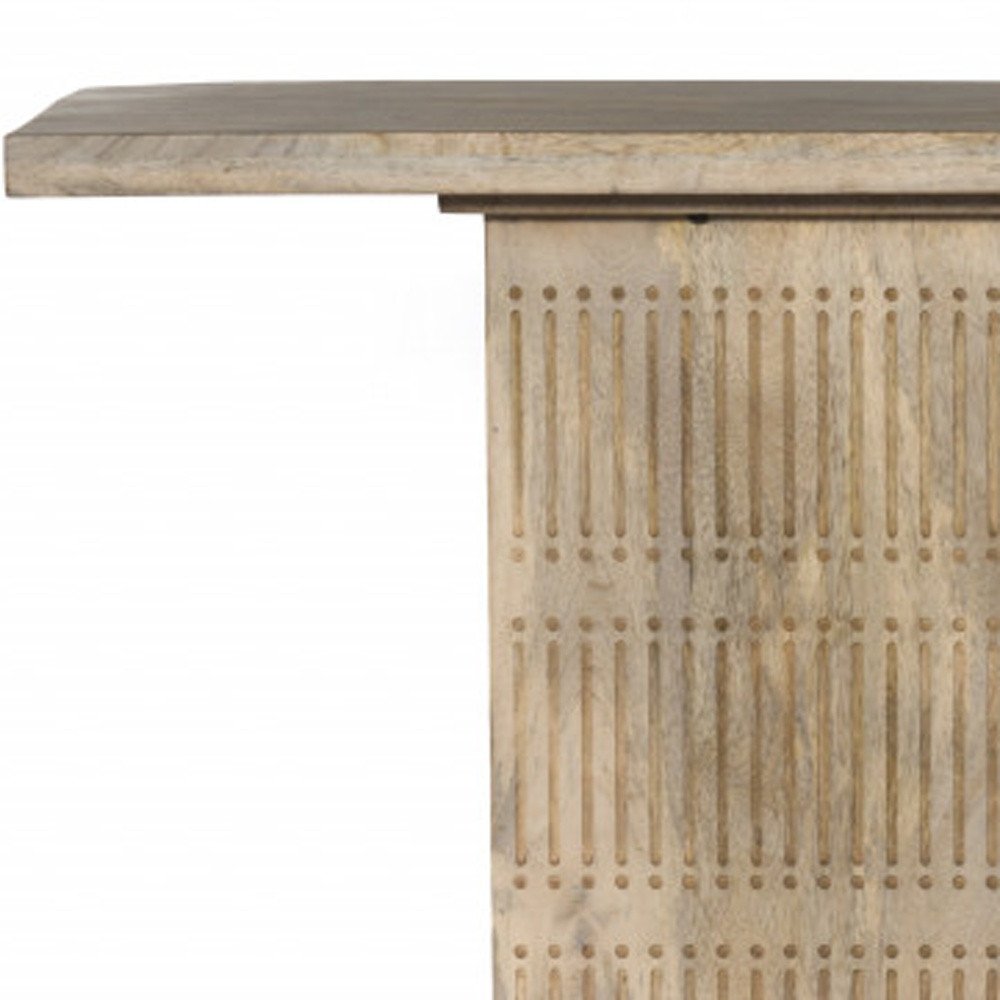 54" Ivory Solid Wood Distressed Pedestal Console Table HomeRoots