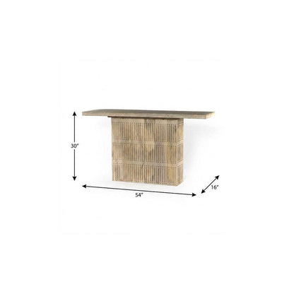 54" Ivory Solid Wood Distressed Pedestal Console Table HomeRoots