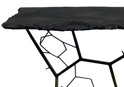 51" Black Stone and Iron Abstract Console Table HomeRoots
