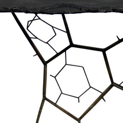 51" Black Stone and Iron Abstract Console Table HomeRoots