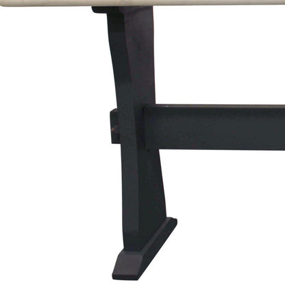70" Ivory and Black Genuine Marble and Solid Wood Trestle Console Table HomeRoots