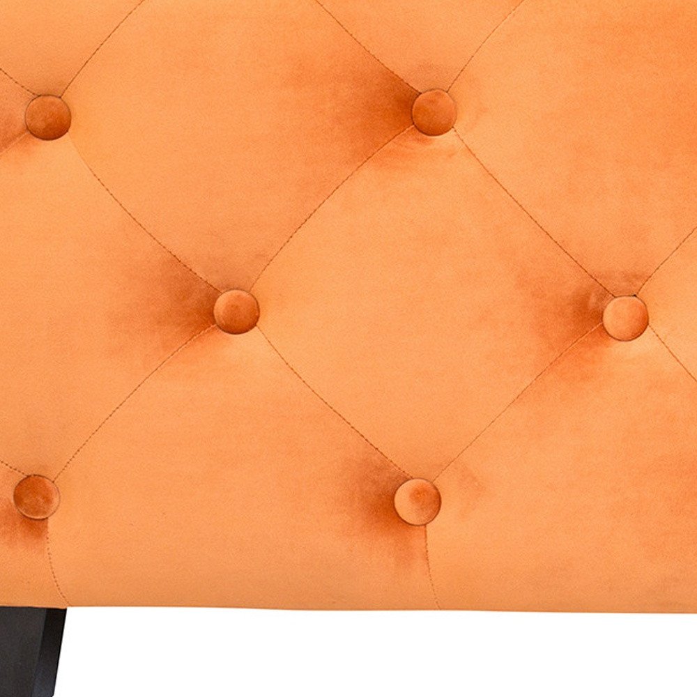 50" Orange and Dark Brown Velvet and Solid Wood Upholstered Bench HomeRoots