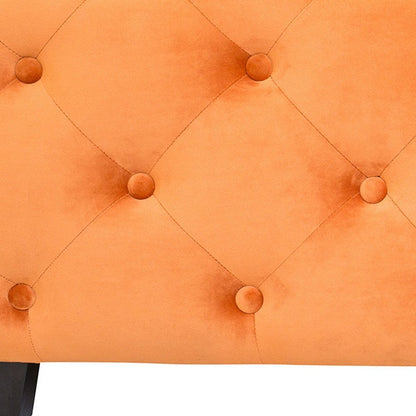 50" Orange and Dark Brown Velvet and Solid Wood Upholstered Bench HomeRoots