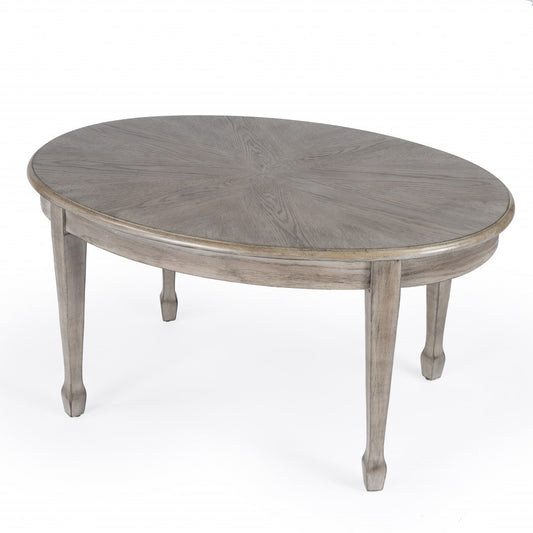 38" Gray Oval Distressed Coffee Table