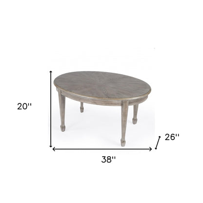 38" Gray Oval Distressed Coffee Table