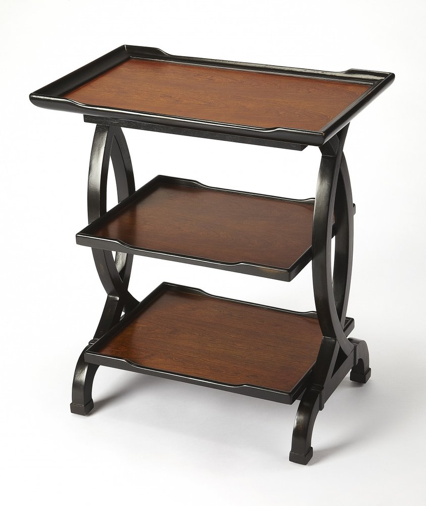 29" Cherry Manufactured Wood Rectangular End Table With Two Shelves HomeRoots