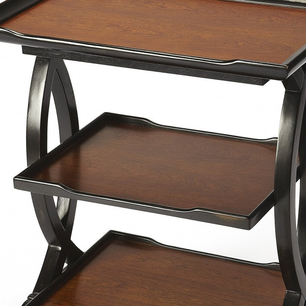 29" Cherry Manufactured Wood Rectangular End Table With Two Shelves HomeRoots