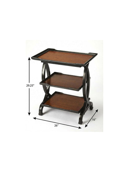 29" Cherry Manufactured Wood Rectangular End Table With Two Shelves HomeRoots