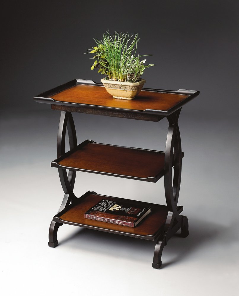 29" Cherry Manufactured Wood Rectangular End Table With Two Shelves HomeRoots