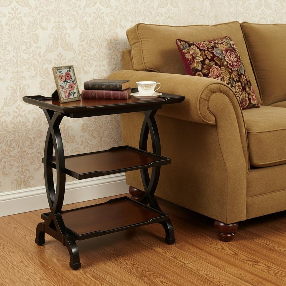 29" Cherry Manufactured Wood Rectangular End Table With Two Shelves HomeRoots