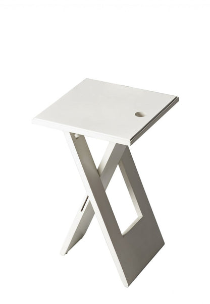18" White Solid Wood Square Folding End Table HomeRoots