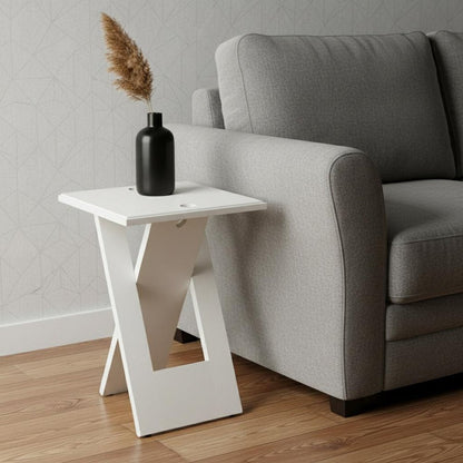 18" White Solid Wood Square Folding End Table HomeRoots