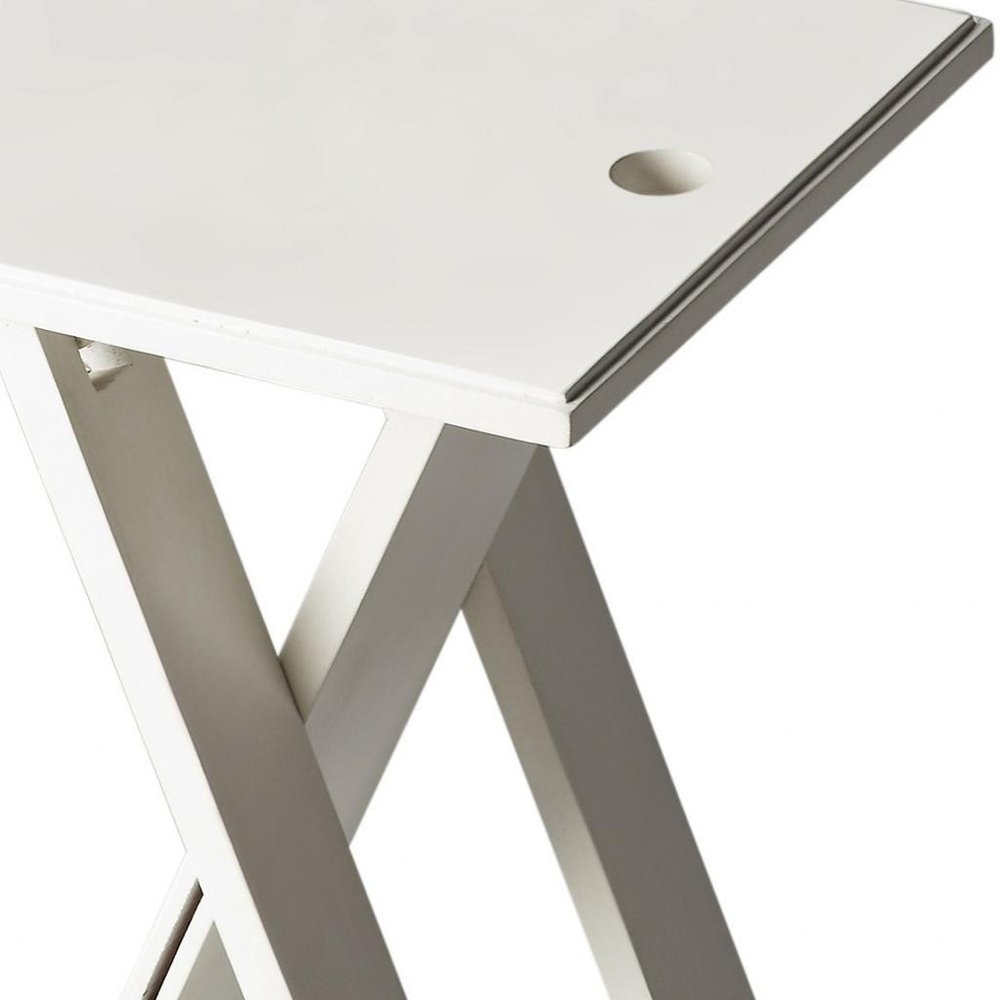 18" White Solid Wood Square Folding End Table HomeRoots