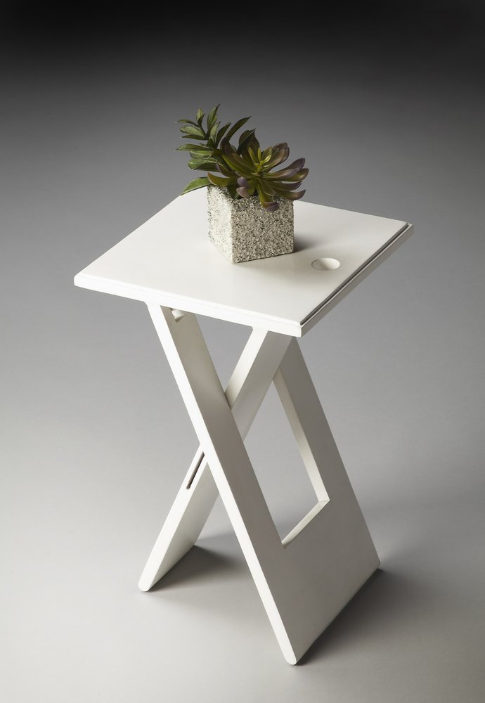 18" White Solid Wood Square Folding End Table HomeRoots