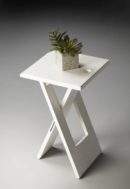 18" White Solid Wood Square Folding End Table HomeRoots