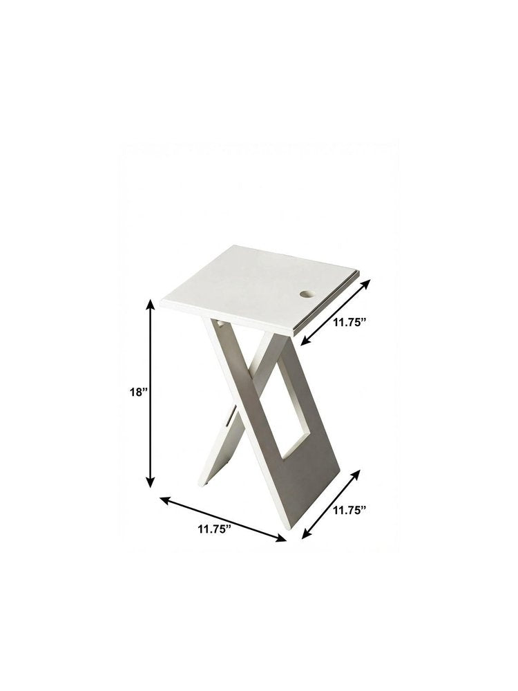 18" White Solid Wood Square Folding End Table HomeRoots