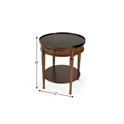26" Medium Brown Manufactured Wood Round End Table With Drawer And Shelf HomeRoots