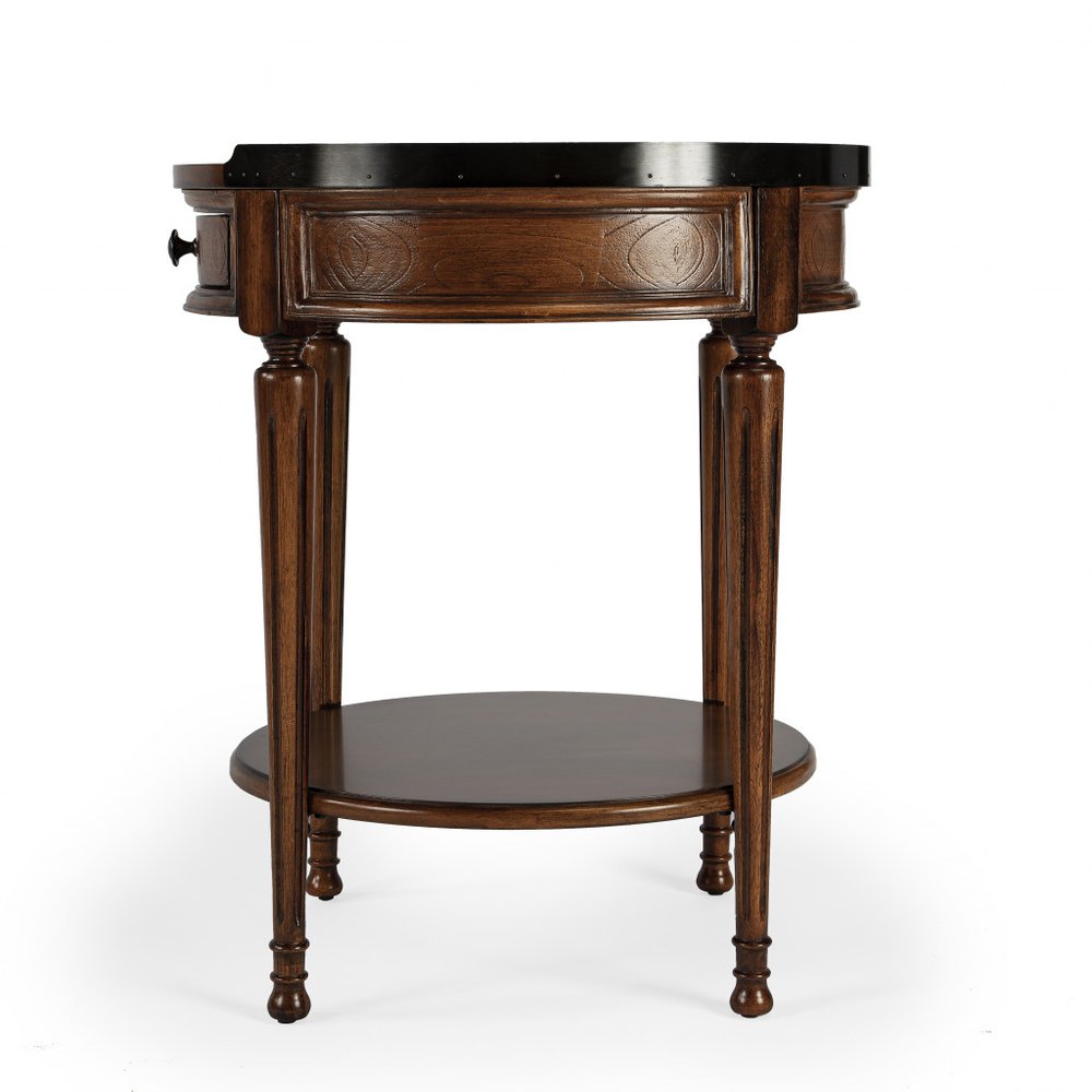26" Medium Brown Manufactured Wood Round End Table With Drawer And Shelf HomeRoots
