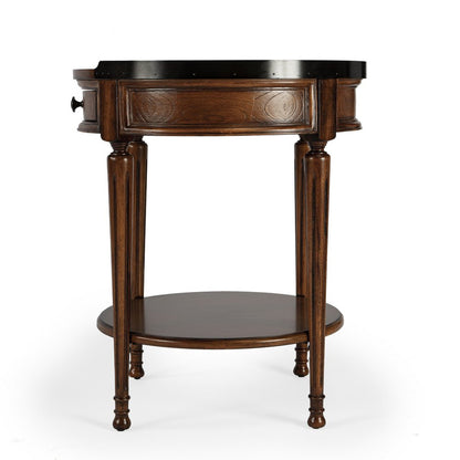 26" Medium Brown Manufactured Wood Round End Table With Drawer And Shelf HomeRoots