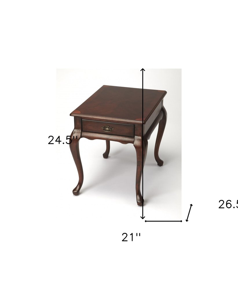 25" Dark Brown Solid And Manufactured Wood Rectangular End Table With Drawer HomeRoots