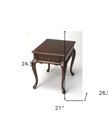 25" Dark Brown Solid And Manufactured Wood Rectangular End Table With Drawer HomeRoots
