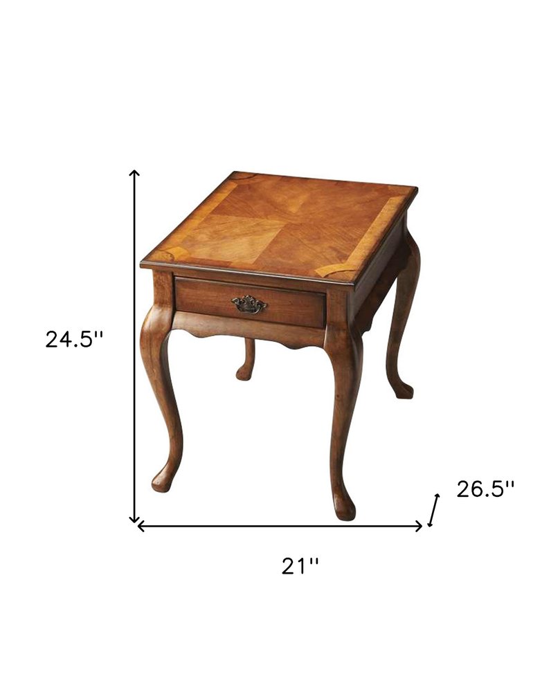25" Medium Brown Solid and Manufactured Wood End Table With Drawer HomeRoots