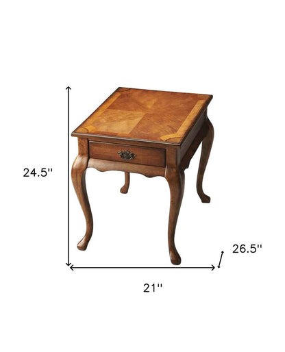25" Medium Brown Solid and Manufactured Wood End Table With Drawer HomeRoots