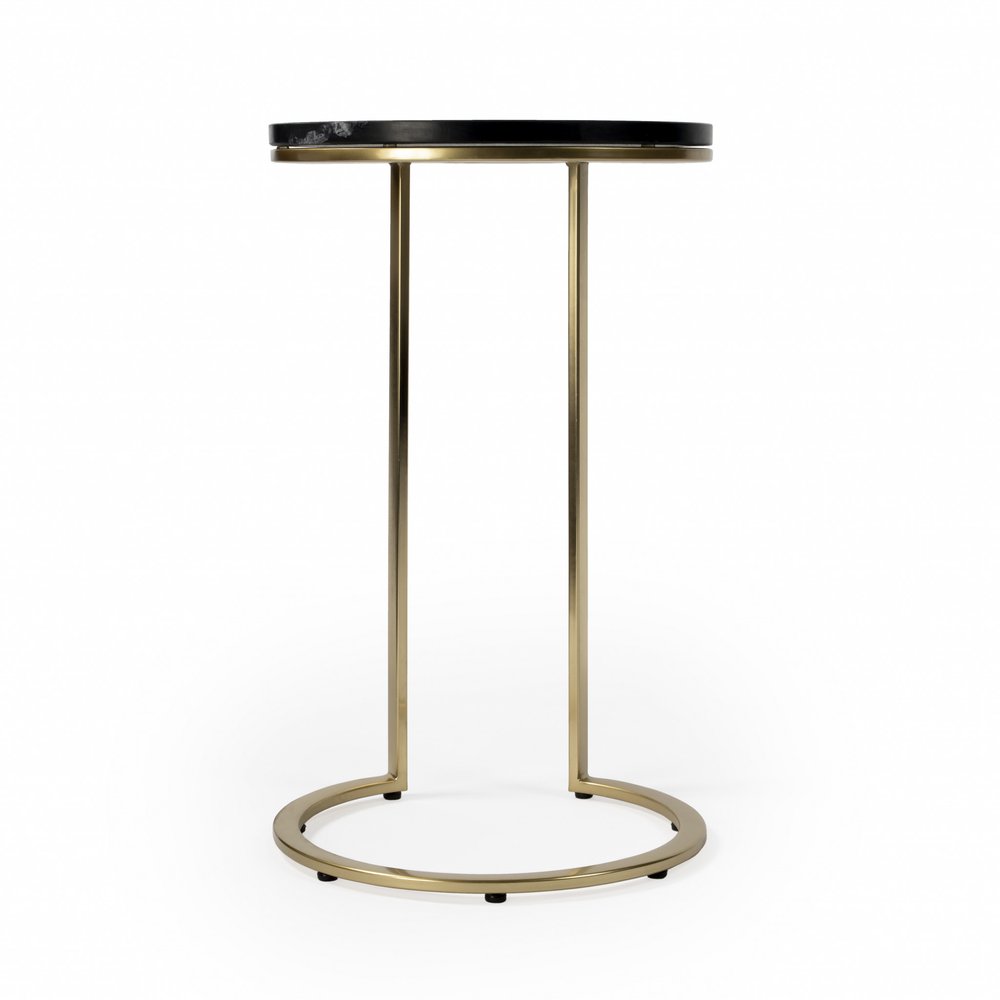 28" Black Marble Round End Table HomeRoots