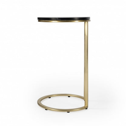 28" Black Marble Round End Table HomeRoots