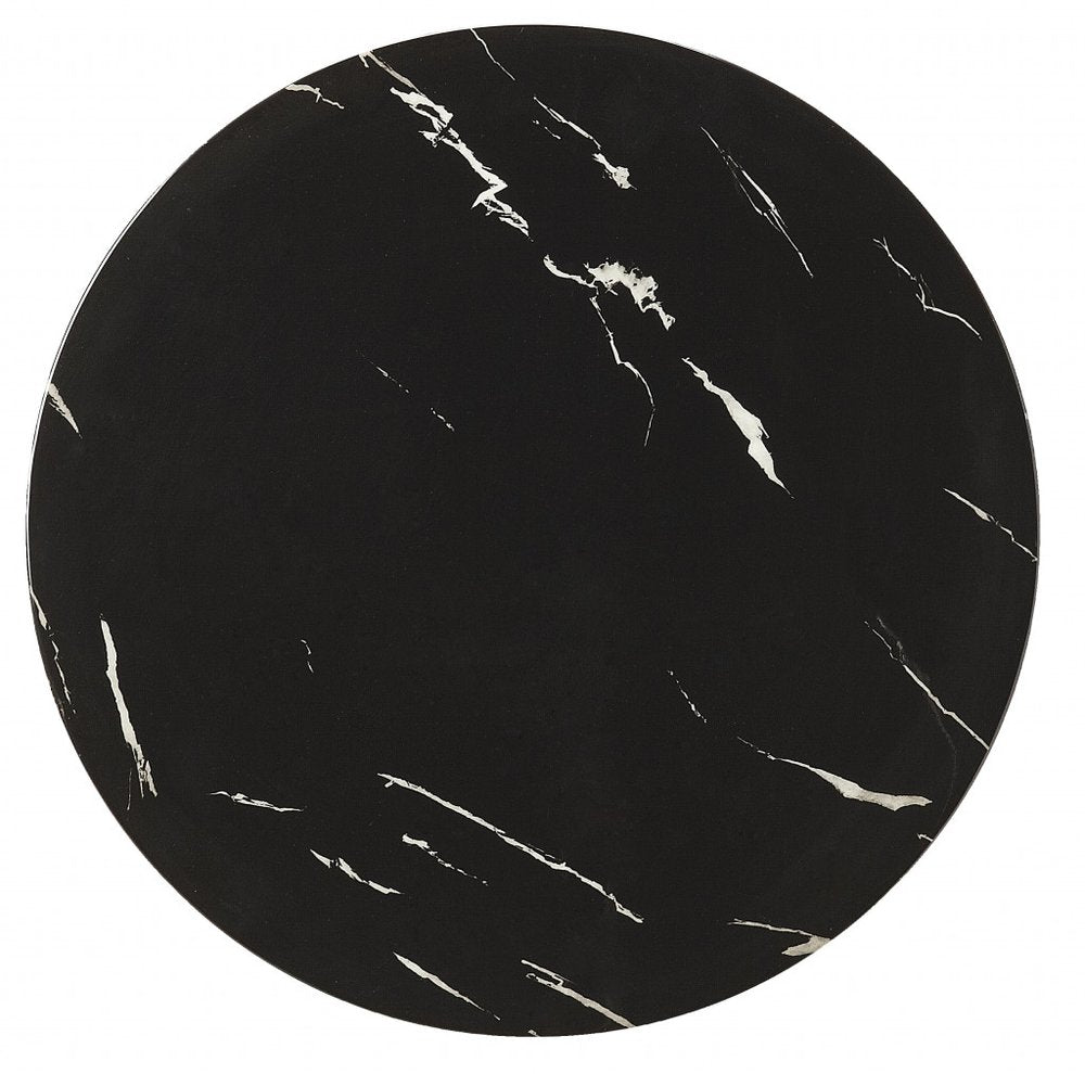 28" Black Marble Round End Table HomeRoots