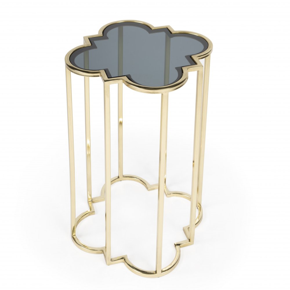 24" Gold And Black Glass Free Form End Table HomeRoots