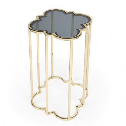 24" Gold And Black Glass Free Form End Table HomeRoots