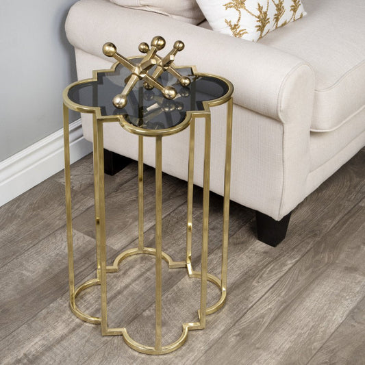 24" Gold And Black Glass Free Form End Table HomeRoots