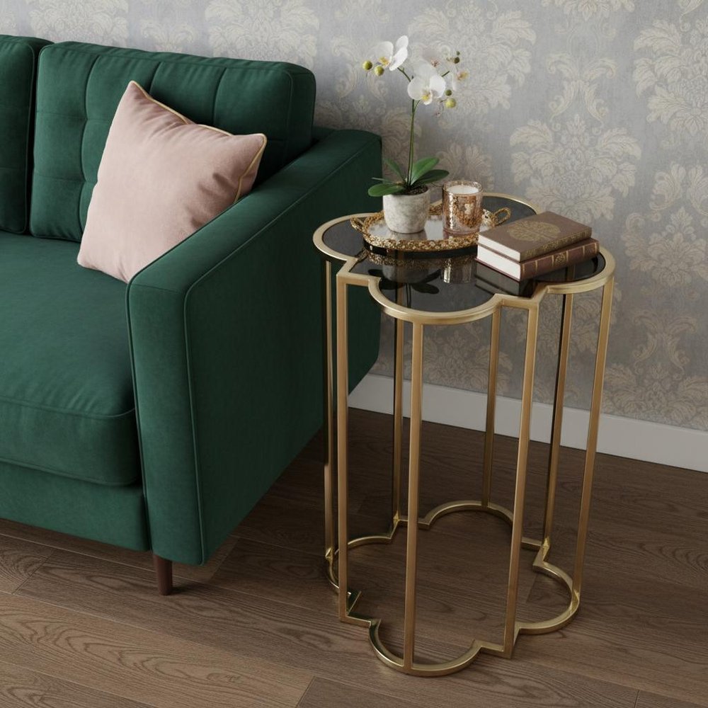 24" Gold And Black Glass Free Form End Table HomeRoots