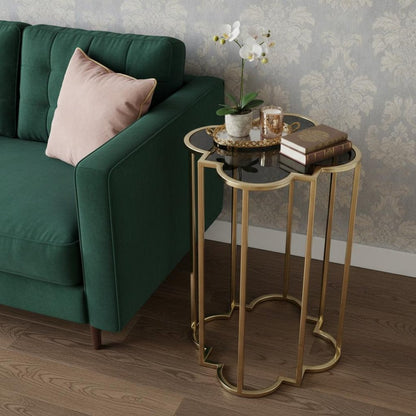 24" Gold And Black Glass Free Form End Table HomeRoots
