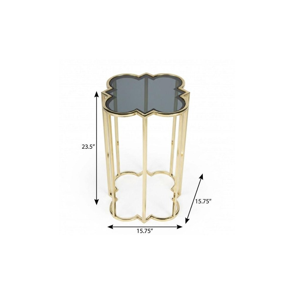 24" Gold And Black Glass Free Form End Table HomeRoots