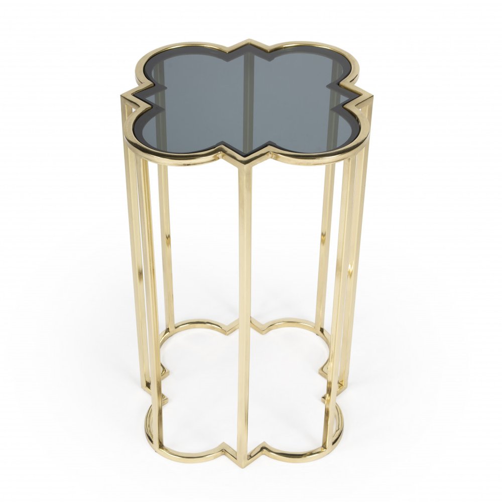 24" Gold And Black Glass Free Form End Table HomeRoots