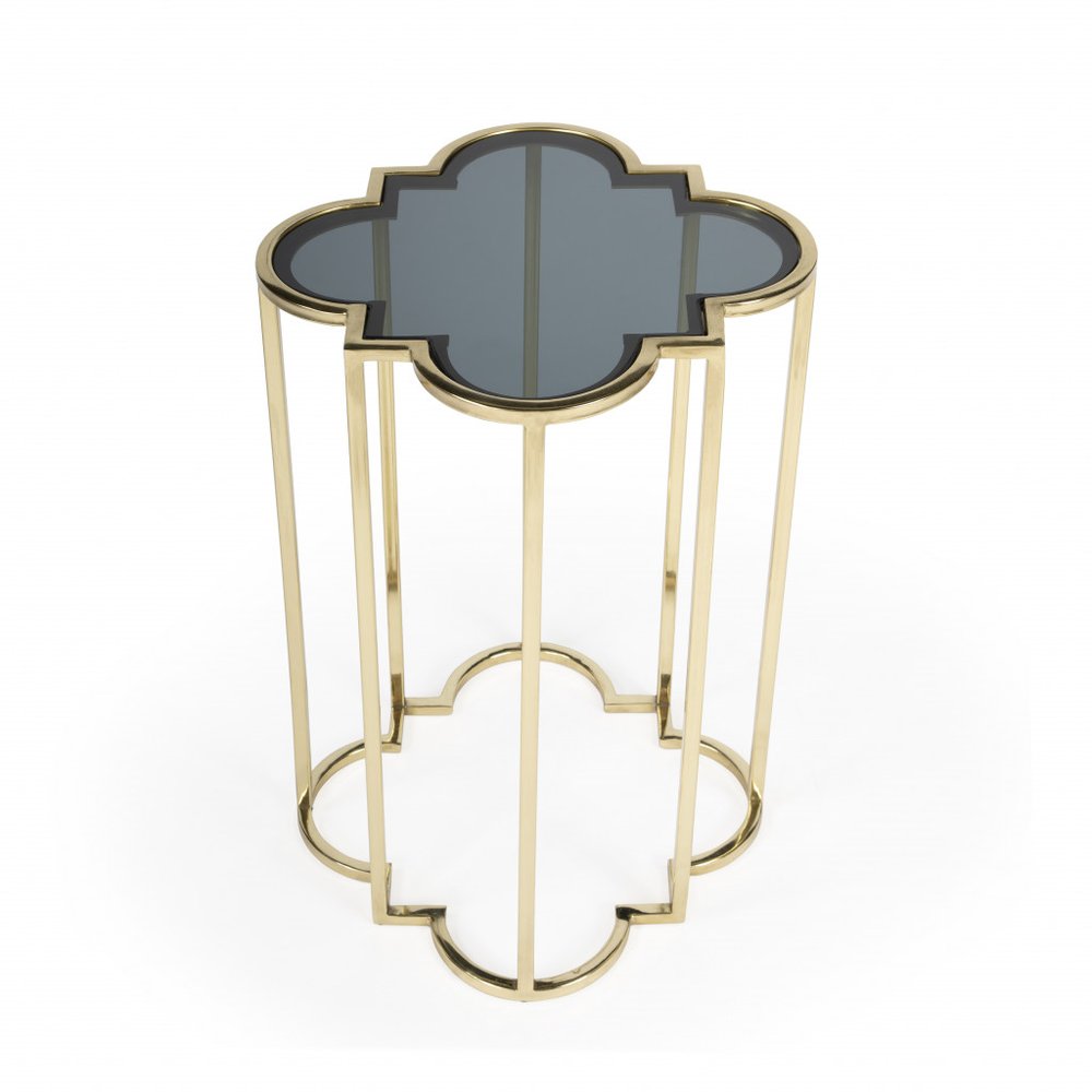 24" Gold And Black Glass Free Form End Table HomeRoots