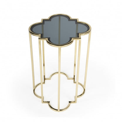 24" Gold And Black Glass Free Form End Table HomeRoots